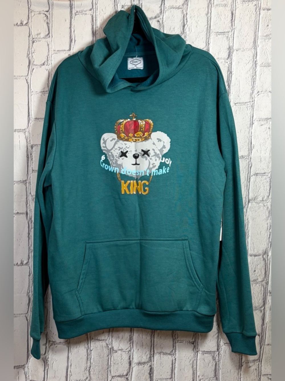 Faze1 Size :2X Teal Bear Crown Pullover Hoodie - Men
